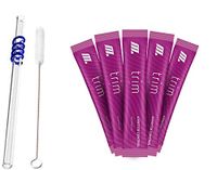 Trim Stik (Fat Burner) 5 Stik Sampler- The Keto Friend (No Carbs No Sugar) - w/Reusable Clear Straight Glass Straw 8.27”x 10mm w/Brush & Case- Perfect When You are Controlling Calories.