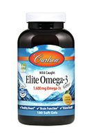 Carlson - Elite Omega-3 Gems, 1600 mg Omega-3s, Heart, Brain & Vision Support, Wild Caught, Orange, 180 soft gels