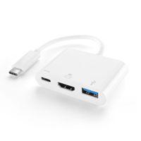 TNP USB Type C to HDMI + USB Type A + Type C Power Charging Port Multi Hub Combo Adapter - USB-C to SuperSpeed Standard USB 3.0, 4K UHD 1080P HD Video Audio Converter Connector Cable Plug Wire Cord