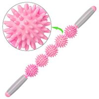 Muscle Roller Massage Stick 5 Ball, Deep Tissue Tight Fascia Massager Trigger Point Fat Blast Pain Relief Myofascial Release for Men and Women (New, Pink)