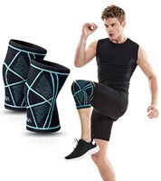 TSLA Gear (2 Pieces) Knee Support Wrap Running Active Sleeve Gym MCL ACL Guard Brace, 1pair(mzk21) - Sky/Sky, Small (14-17 Inch)