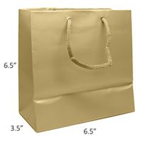 Novel Box® Gold Matte Laminated Euro Tote Paper Gift Bag Bundle 6.5X3.5X6.5 (10 Count) + Custom NB Pouch