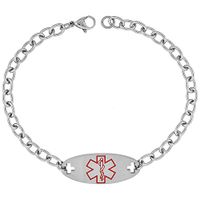 Surgical Steel Medical Alert Bracelet for Diabetic Non-Insulin ID 9/16 inch Wide, 9 inch Long