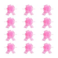 HEALLILY 12pcs Gift Pull Bows Glitter Yarn Pull Bows Gift Wrapping Wrap Ribbon Bow for Birthdays Easter Wedding Car Centerpieces Decoration (Pink)