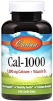 Carlson - Cal-1000, 1000 mg Calcium + Vitamin D3, Bone Support, Healthy Teeth & Calcium Absorption, 100 Softgels