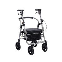 ZWJ-Rolling Walkers Four-Wheeled Walker, Portable and Foldable, with seat and footrest, Suitable for Grocery Shopping, Shopping, Travel (Color : Black)