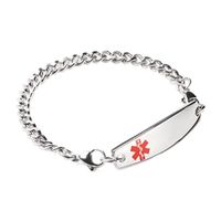 linnalove-Stainless Steel Curb Chain Interchangeable Medical Alert Bracelets-Free Engraving(1352/8.5")