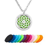 LoEnMe Jewelry Aromatherapy Essential Oil Diffuser Necklace Lotus Flower Locket Pendant Gift for Mom Grandma