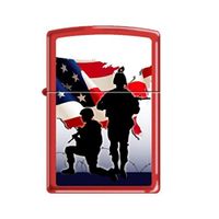 Zippo American Soldiers, USA Flag, Military, Red Matte Lighter #233-CI012799