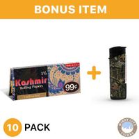 Kashmir Rolling Papers - Unbleached 1 1/2 (10) with LED Lighter