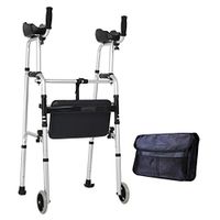 XIHAA Elderly People Standard Walkers Foldable Walker Adjustable Walking Assist Equipped Wheels Equipped with Arm Rest Pad for The Limited Mobility with Disabled (Send Storage Bag),Withseatboard