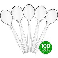 Plasticpro Disposable Clear Plastic Soup Spoons Heavyweight 100 Count