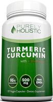 Purely Holistic Turmeric Curcumin 120 Veg Caps with BioPerine, 700mg, 95% Curcuminoids