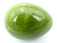 jennysun2010 1 Piece Natural Green Serpentine Gemstone Egg Crystal Healing Sphere Massage Finger Exercise 35x40mm