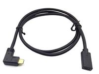 Kework 3.3ft USB 3.1 Type C Extension Cable, 90 Degree Angle Left & Right USB 3.1 Type C Male to Female Sync Charging and Data Transfer Cable Cord, Gold Plated Ends (Left & Right - FM)