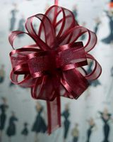 POSHNPRETTY 4" Arabesque Sheer Ribbon w/Satin Edge Pull Bow 18 Loops by 5/8" - Packs of 12 (Burgundy)