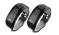 MPRAINBOW Pack of 2 Custom Personalized Medical Alert ID Wide Genuine Leather Stainless Steel Adjustable Bracelet Wristband,6.7"-8.7"