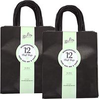 GIFT EXPRESSIONS Medium Black Kraft Paper Bags, Kraft Gift Bag, Premium Quality Paper (Sturdy & Thicker), Biodegradable, Party Bags, Shopping Bag, Kraft Bags(24 CT Medium, Black)