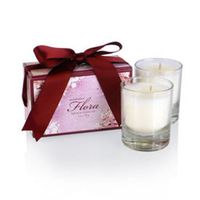 Seda France Flora Hibiscus Bow Adorned Boxed Votive Candles Set of 2