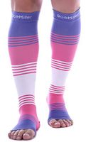 Doc Miller Premium Open Toe Compression Sleeve Dress Series 1 Pair 20-30mmHg Strong Support Graduated Sock Pressure Sports Running Recovery Shin Splints Varicose Veins (PinkVioletWhite, X-Large)