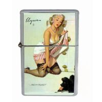 Pin Up Girl With Naughty Dog Wind Proof Dual Torch Refillable Lighter D-448