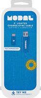 Modal- 3' Lighted USB Type A-to-USB Type C Cable - Blue