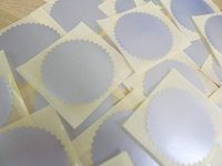 Minilabel 64mm Serrated Edge , Certificate Wafer Company Seal Labels , Stickers For Embossing , Awards & Rewards Matt Silver