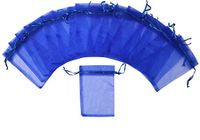 ZUUC Colorful Organza Drawstring Pouch Bag, 5''W x7" L, Pack of 100 (Sapphire Blue)