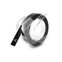 DYMO 3D Plastic Embossing Labels for Embossing Label Makers, White Print on Black, 3/8'' x 9.8', 1-roll Pack (520109)