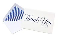 Metallic Foil Thank You Cards and Envelopes Classic Cursive Font 4 x 6 Inch Size Match Your Wedding or Party Colors - Set of 20 - Dark Blue