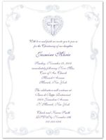 Purple Heart & Cross Baptism Christening Invitations - Set of 20