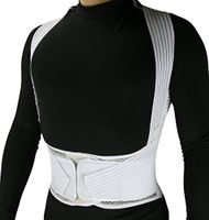 ObboMed® MB-3400XXL Back Brace Posture Corrector Wrap for Men & Women, Lower back and Lumbar Support Belt with Shoulder Straps and Front Hook and Loop Closure to Avoid Hunchback, Cream,XXL:42”-45”,1pc