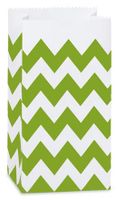 CakeSupplyShop CK79P- 25/set Apple Green & White Chevron Stripes - All-occasion Paper Favor Gift Bags - 4lb - 5x3-1/8x9-5/8"