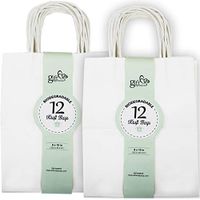 24CT Medium White Biodegradable, Food Safe Ink & Paper, Premium Quality Paper (Sturdy & Thicker), Kraft Bag with Colored Sturdy Handles (Medium, White)