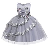 Driuankeji Girls Vintage Floral Lace Sleeveless Floor Length Dress Wedding Evening Party Formal Pegeant Dance Gown Gray