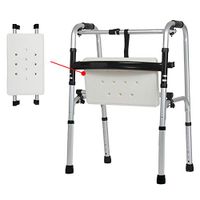 DMZY Standard Walkers Without Wheels with Bathing Board Foldable Walking Frames Superlight Aluminum Alloy