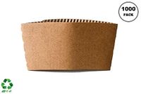 EcoQuality 1000 Pack Hot Cup Sleeves - Corrugated Coffee Cup Sleeves - Protective Corrugated Disposable Paper Cup Jackets - Fits most 10oz, 12oz, 16oz, 20oz - 100% Recyclable