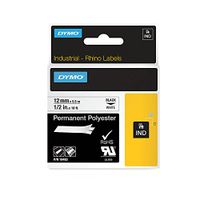 DYMO RhinoPRO Industrial-Strength Permanent Adhesive Fabric Label Tape, 1/2-inch, 18-foot Cassette, White (18483)