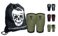 Gymreapers Knee Sleeves (Pair w/Bag) - Knee Compression Sleeve Support for Squats, Weightlifting, and Powerlifting 7MM Neoprene Sleeves - 1 Year Warranty (Military Green/Black, X-Large)