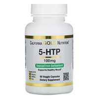 California Gold Nutrition 5-HTP Mood Support Griffonia Simplicifolia Extract from Switzerland 100 mg 90 Veggie Caps, Fish-Free, Gluten-Free, Milk-Free, Peanut Free, Soy-Free, Shellfish Free, CGN