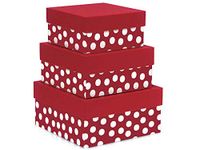 Gift Box Tower Set - Polka Dot Red Nested Boxes (3 Packs of 3 Nested Boxes) - WRAPS-NB3LPDR