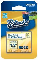 1/2" (12mm) Blue on White P-touch M Tape for Brother PT-70, PT70 Label Maker
