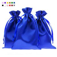 Knitial 3" x 4" Blue Satin Gift Bags, Jewelry Bags, Wedding Favor Drawstring Bags Baby Shower Christmas Gift Bags 50 per Pack