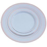 Rose Gold Band Reflective Plastic Plates-120 Pieces Premium Heavyweight Plastic Disposable Dinnerware (60- 10.25" Dinner and 60 - 7.5" Salad/Dinner) Wedding Like China