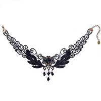 Fashion Fabric Rose Flower Beads Pendant Collar Choker Lace Necklace Lolita Goth Prom Woman Pretty Beautiful Bright Stylish For gift Cheap Elegant Jewerly