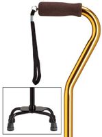 Walking Cane Quad Cane Gold Small Base 5" X 8"