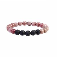 VIKI98 Handmade Rhodonite Lava Rock Bead Aromatherapy Essential Oil Diffuser Bracelet Natural Semi Precious Gemstone Healing Crystal Strand Bracelet for Women Men (Style-A)