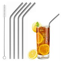 Stainless Steel Metal Straws for Beverage/Coffee/Cocktail,Reusable Drinking Straws,Rust-proof Dishwasher Safe Straw,Suitable for 30 Oz Tumbler,1 Cleaning Brush Included