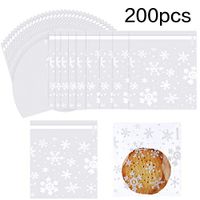 200 Pieces Christmas Cookie Bags Cellophane Treat Bags Snowflake Clear Candy Bag Gifts Goodies Bags with Self Adhesive Seal (4 by 4 Inch)