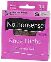 No Nonsense ZA1/TZ5 Size One Tan Knee Highs 10 Pair